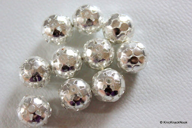 10 x Silver Tone Ornate Filigree Spacer Beads 10mm